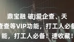 鼎宝融 破J爱企查、天眼查、企查查等VIP功能，打工人必备！速收藏！