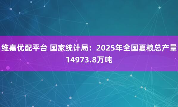 维嘉优配平台 国家统计局：2025年全国夏粮总产量14973.8万吨